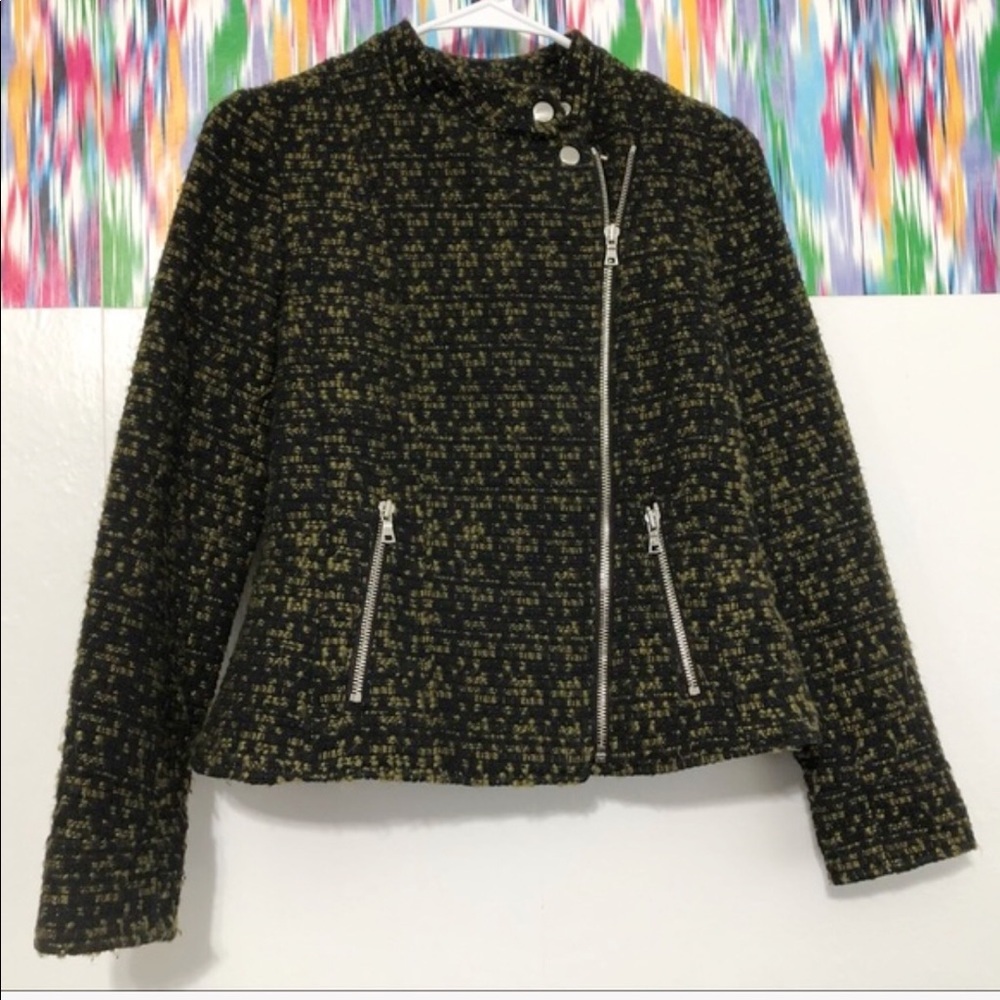 Ann Taylor black and gold moto style jacket